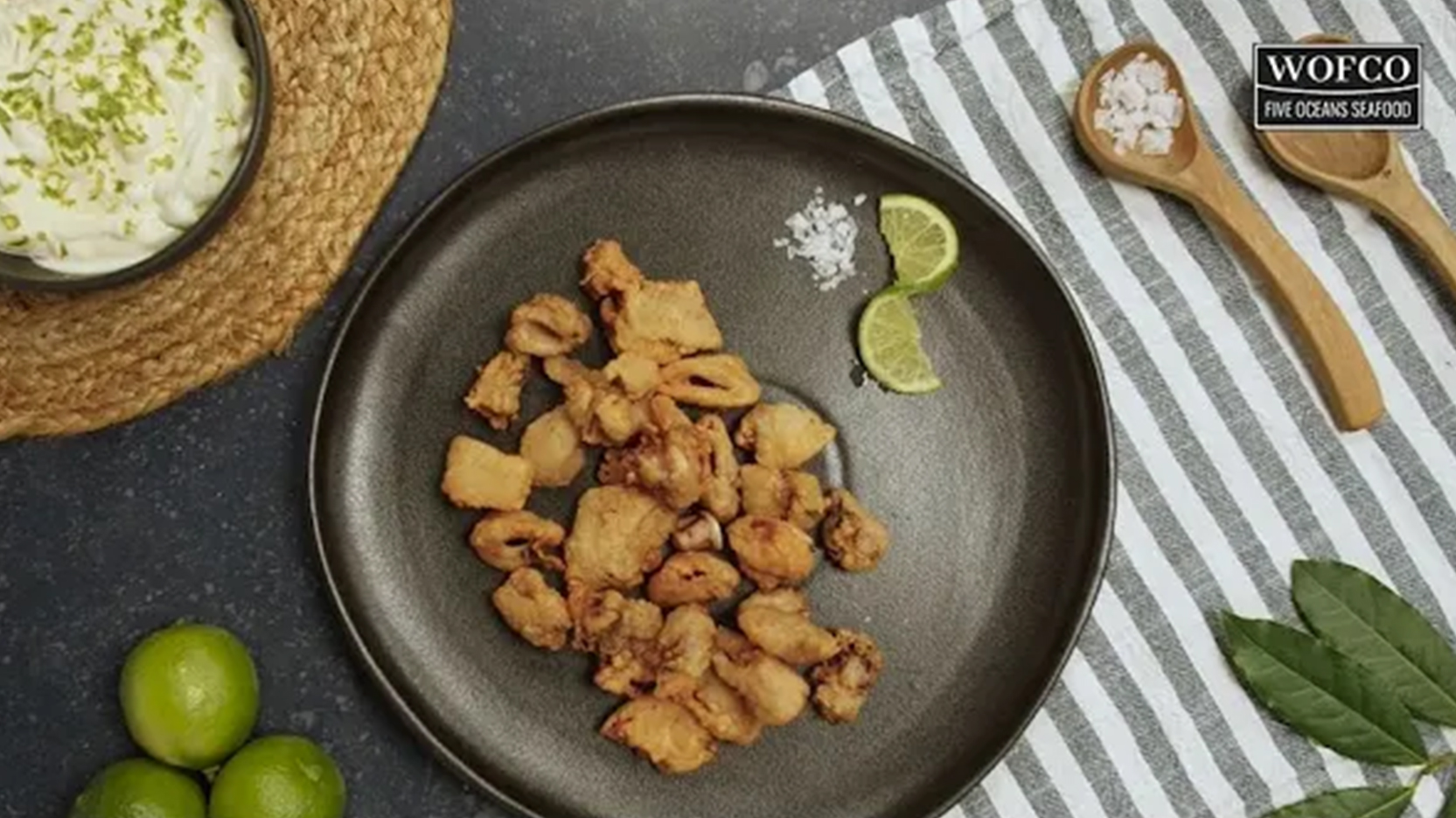 Floured squid with lime mayonnaise