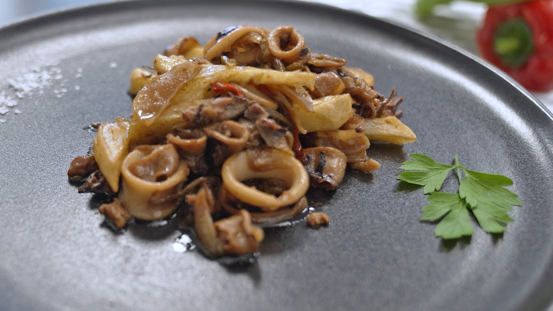 Patagonian Squid with onions